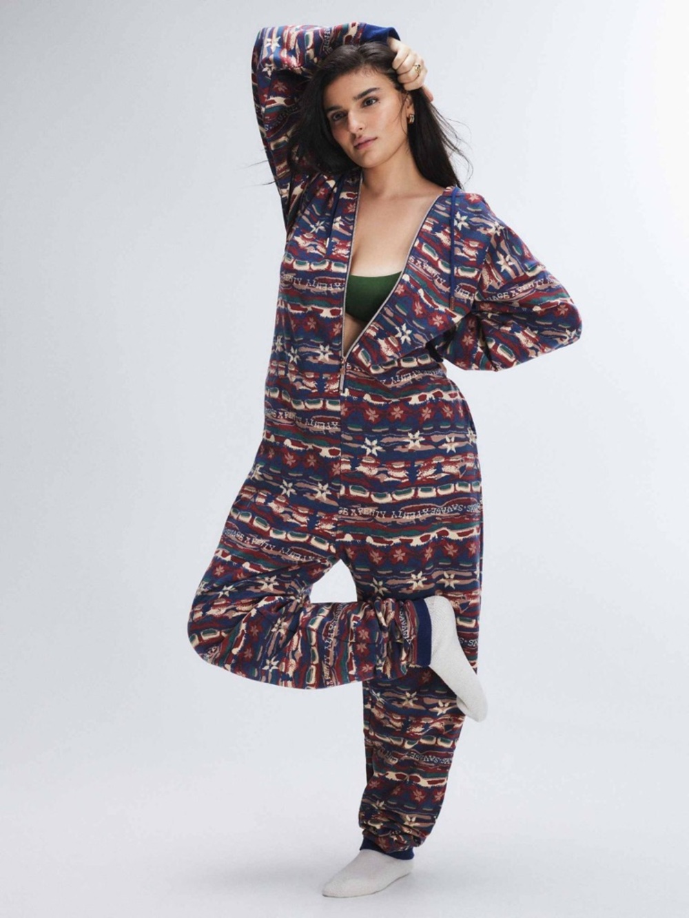 Savage X Fenty Multicolor Printed Onesie - Navy, Burgundy, Cream